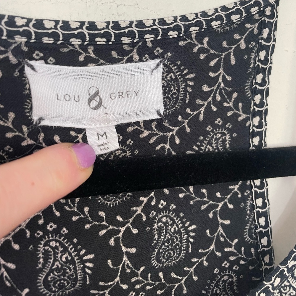 Lou & Grey Sleeveless Jumpsuit Black White Boho Festival Pockets ~ Size M - Picture 6 of 14